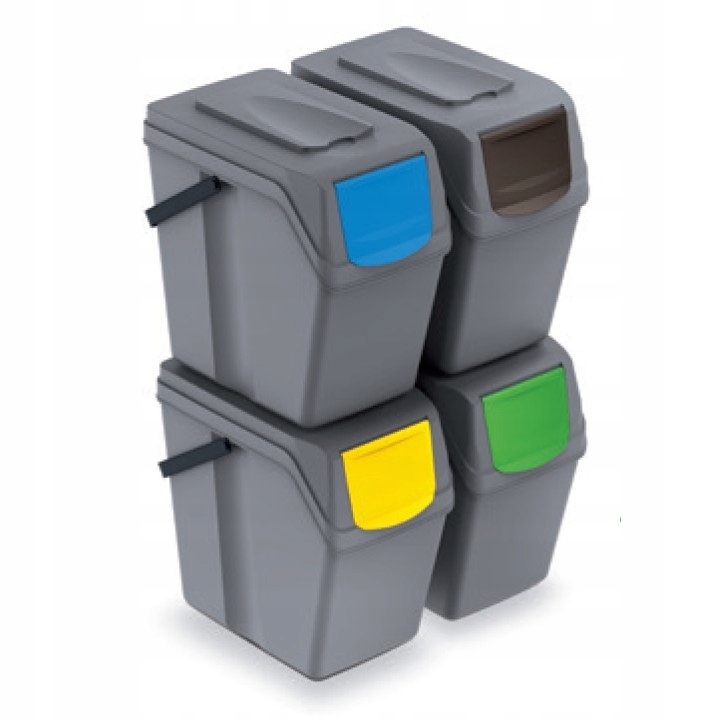 Levně Koš na třídění 25 l, 3 ks, šedá rukojeť, vertikální poloha