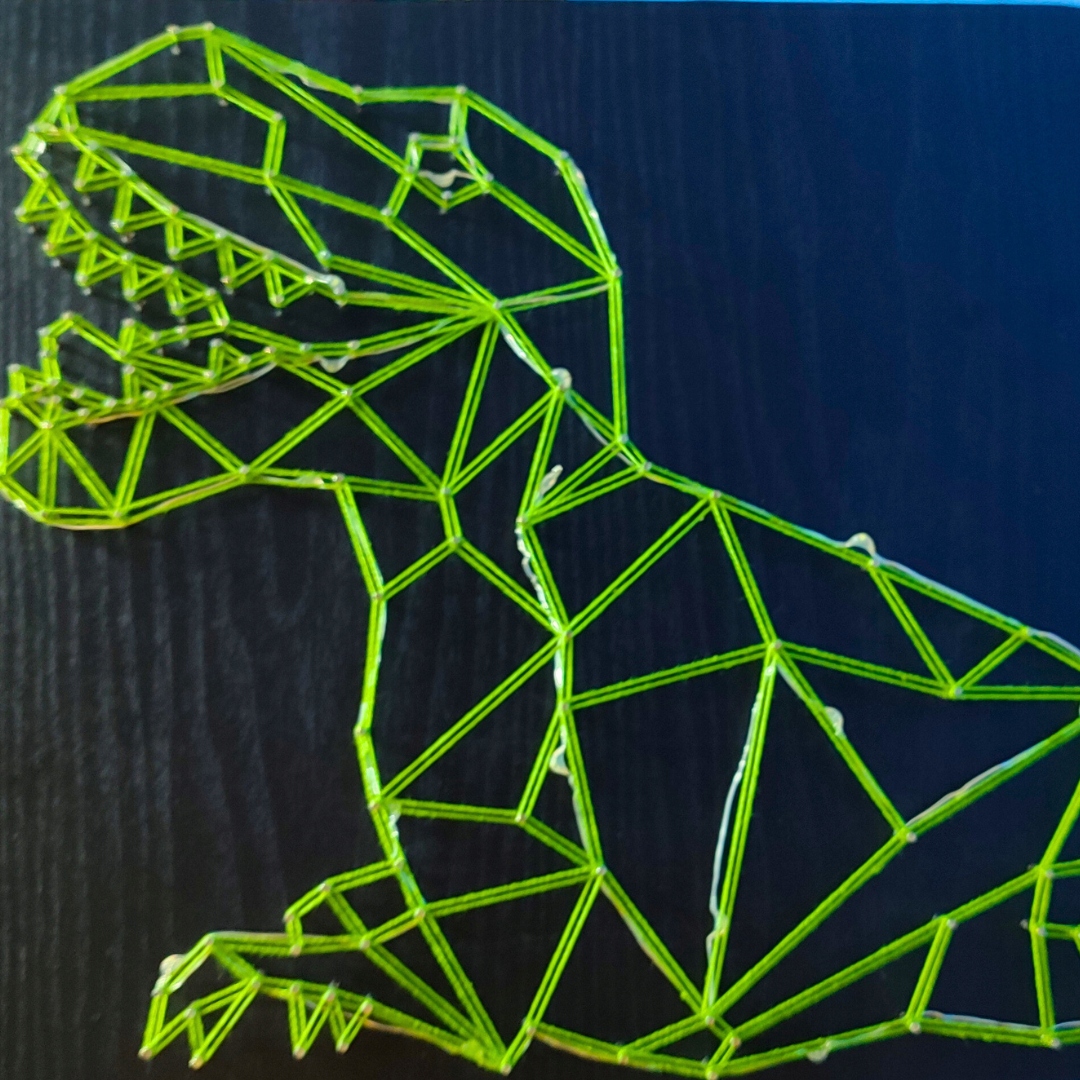 Dinozaur T-rex s Ledami Sada String Art Diy