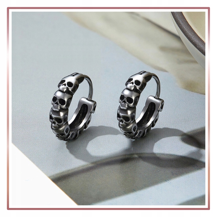 Piękne kolczyki CZASZKI VINTAGE szlachetna stal Marka A.R. Silver