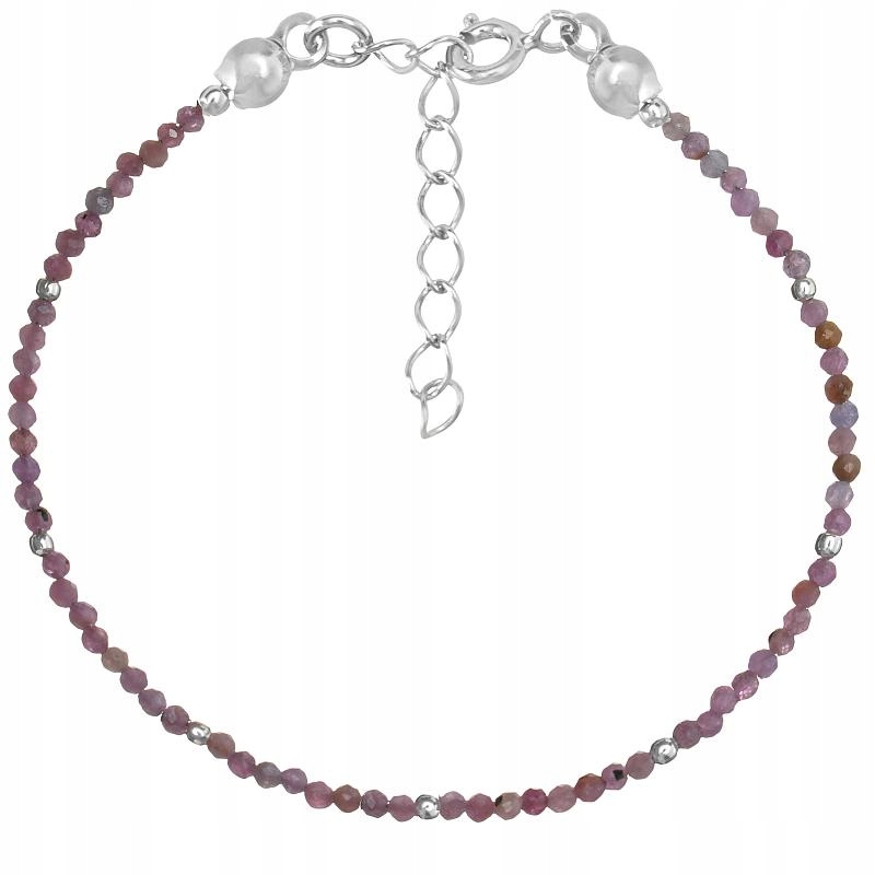 Stříbrný rubínový náramek 2 mm 16 cm