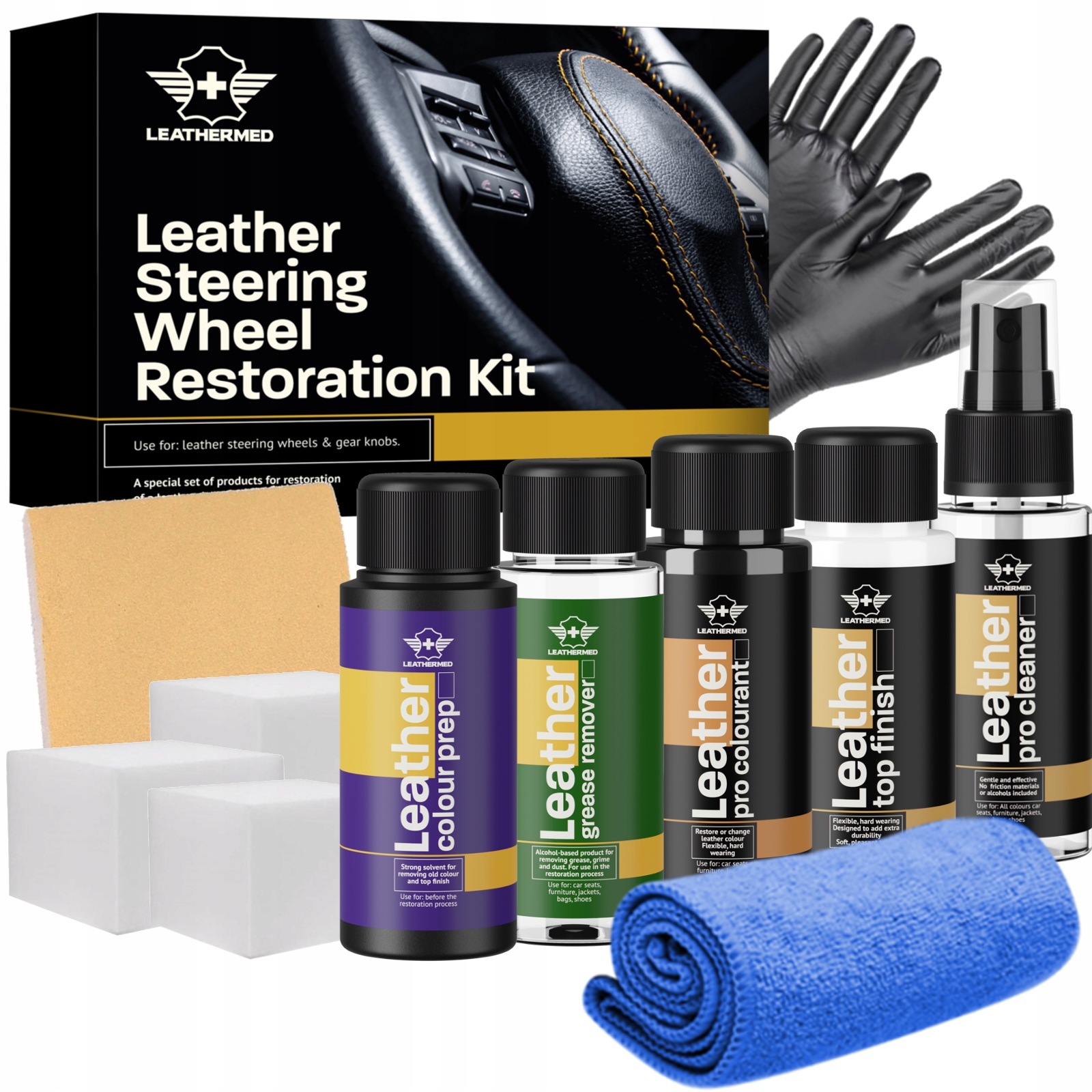 Zestaw do naprawy skóry renowacja skórzanej kierownicy farba 5x50ml