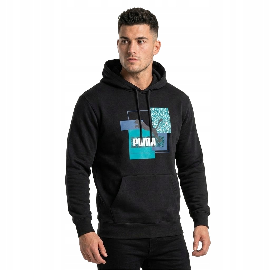 3401 Pánská Mikina Puma Klokanka S Kapucí Bavlněná Sportovní Černá XL