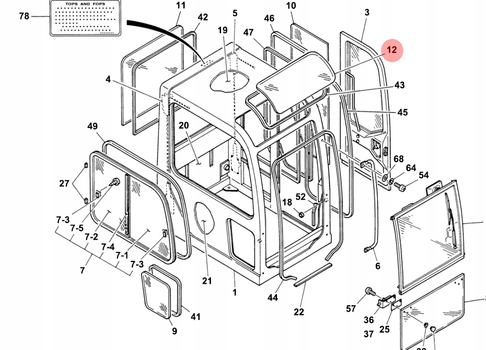 Скло даху TAKEUCHI TB070 T0568633200