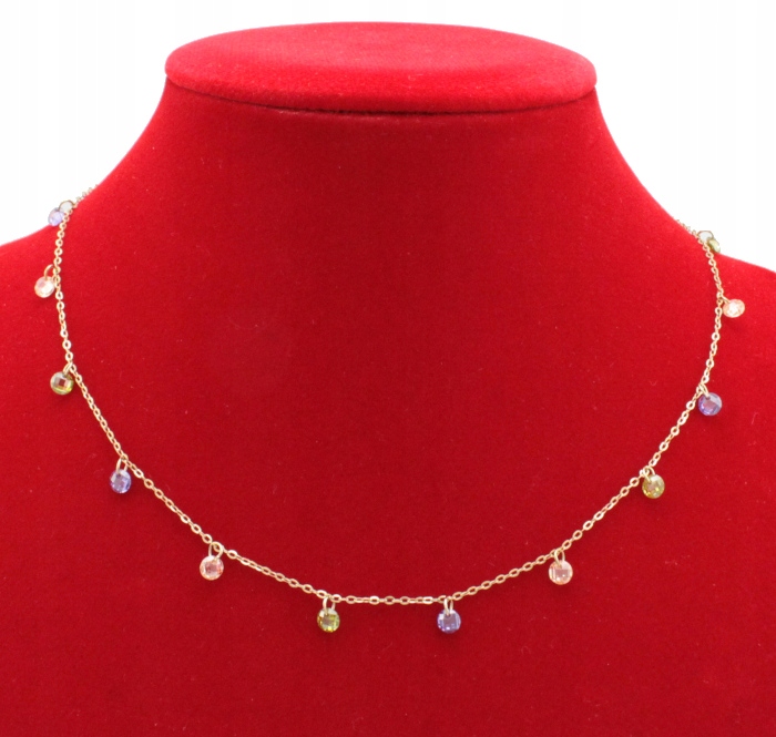 

Naszyjnik Złoty Cyrkonie Multicolor Stal 316 L