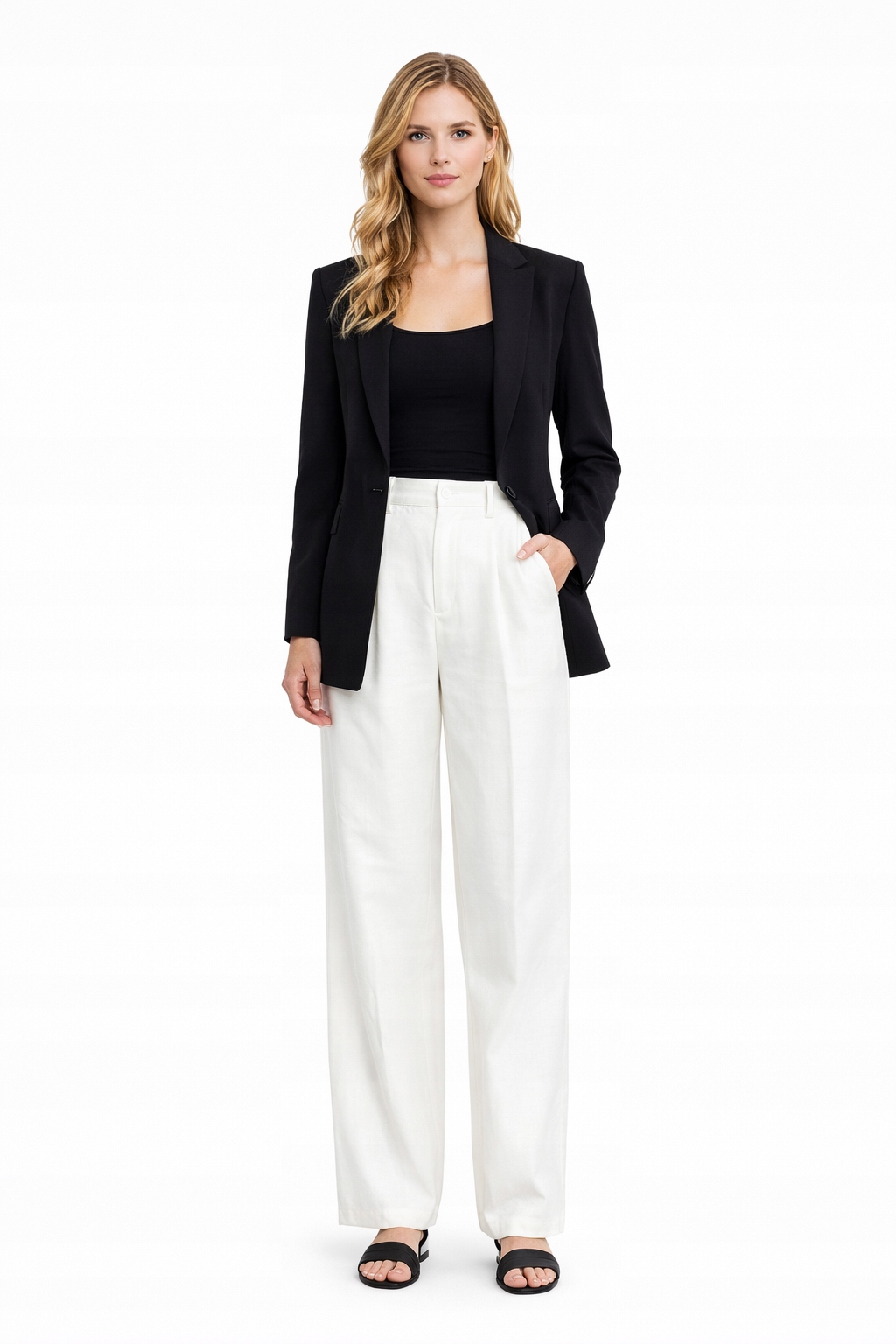 Bílé Elegantní Kalhoty Středního Střihu, Velikost I4A