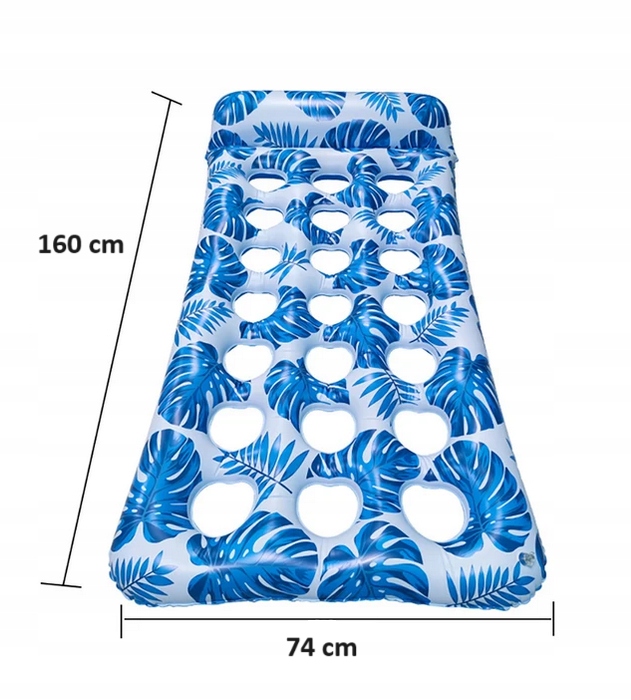 MATERAC DMUCHANY DO PŁYWANIA MONSTERA LIŚCIE NIEBIESKI Marka bez marki