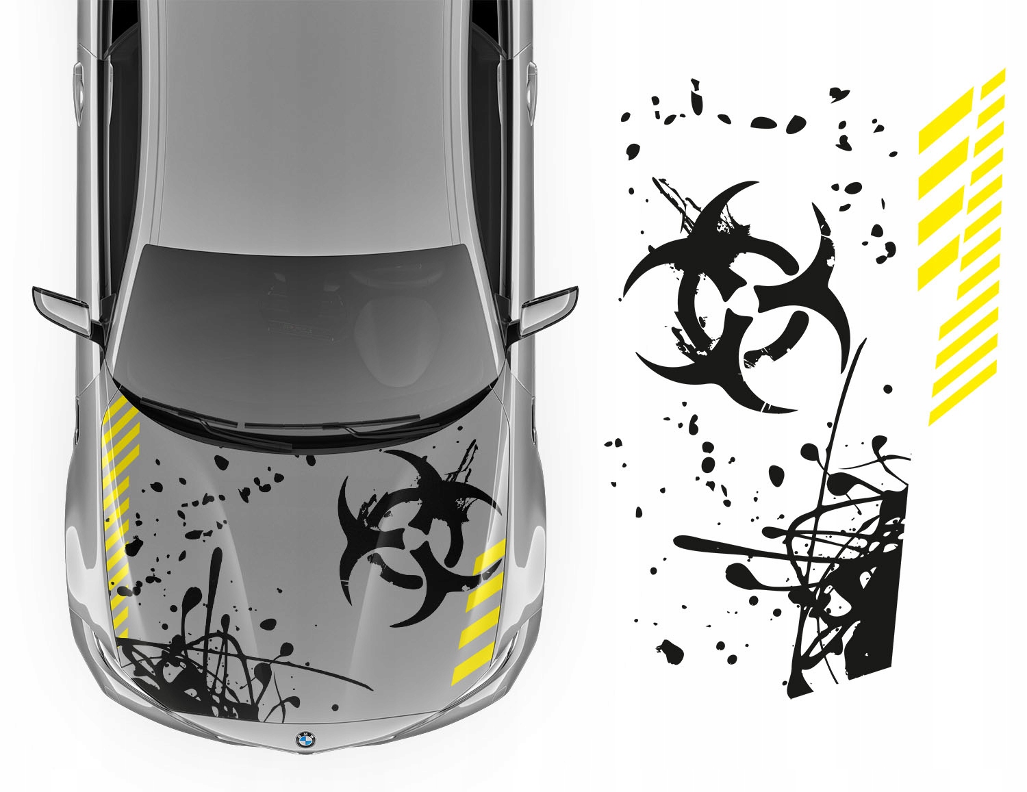 Samolepka Grafika na auto Masku Motiv Biohazard Pruhy Danger 117x187