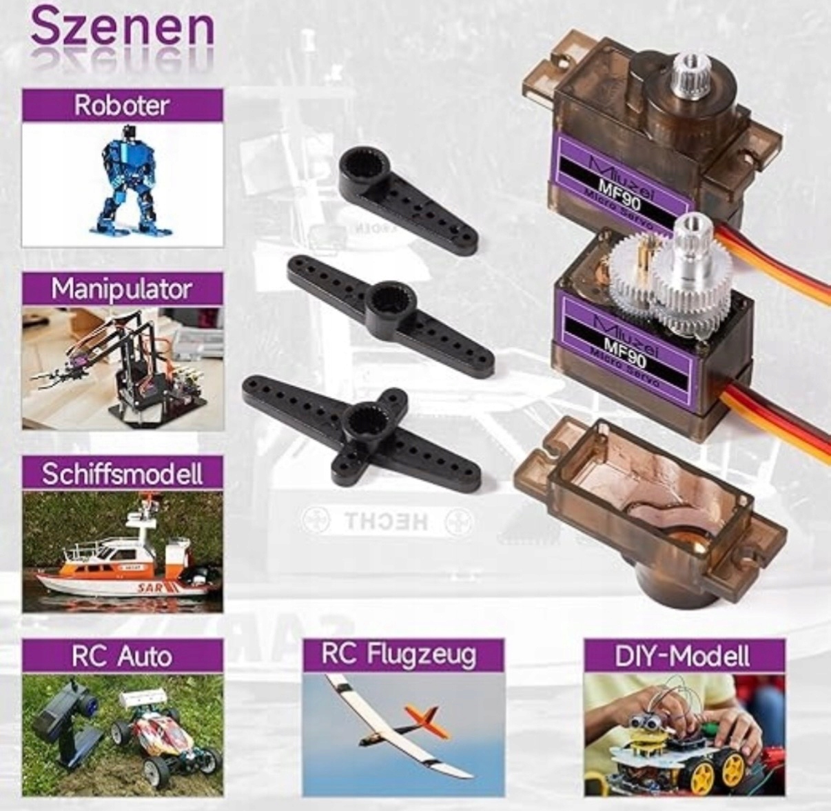 Miuzei Servomotor 10 ks Micro Servo MF90 Rc Micro servo