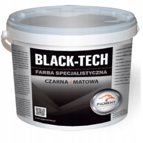 Farba specjalistyczna czarna matowa Black-Tech 10L
