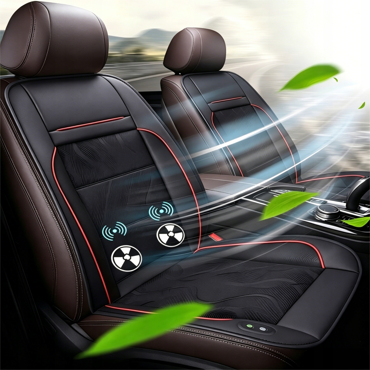 Ventiliuojamas automobilio sėdynės vėsinimo užvalkalas 12 V su 3 ventiliatoriais - 9