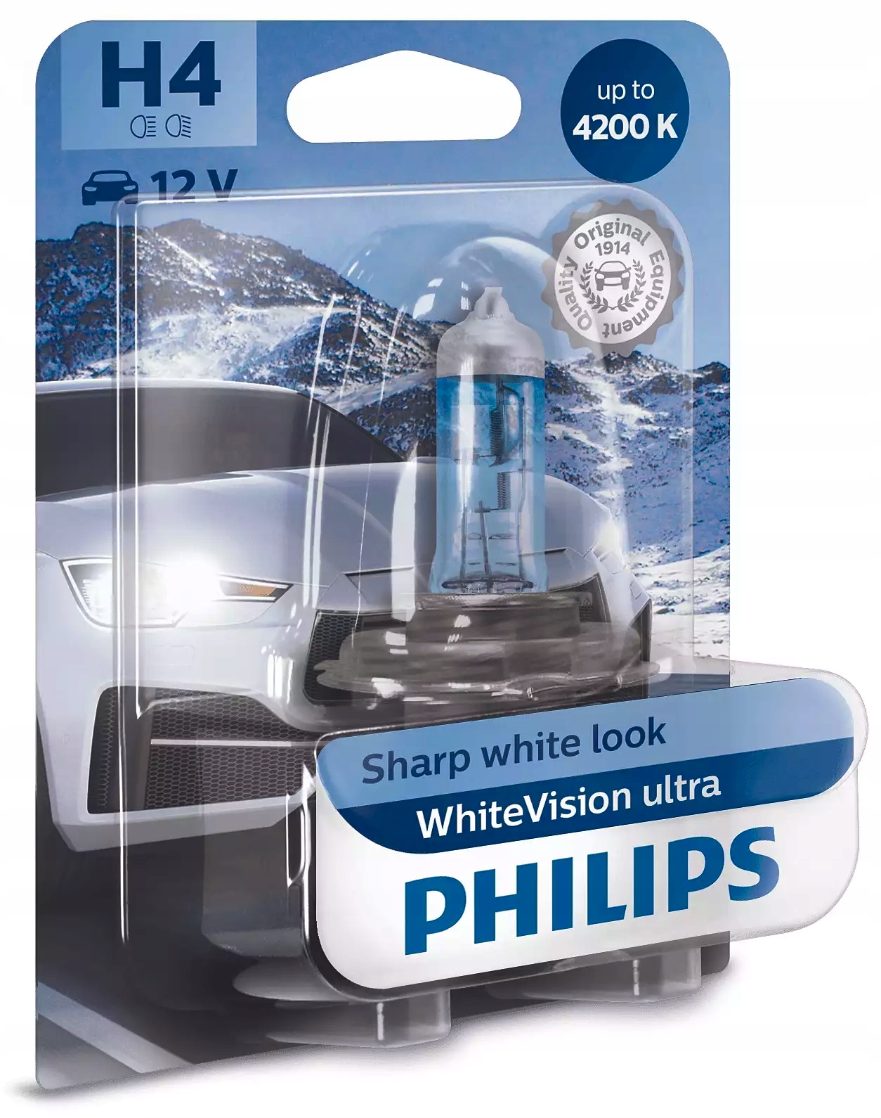 

Philips Żarówka H4 WhiteVision Ultra 4200k +60