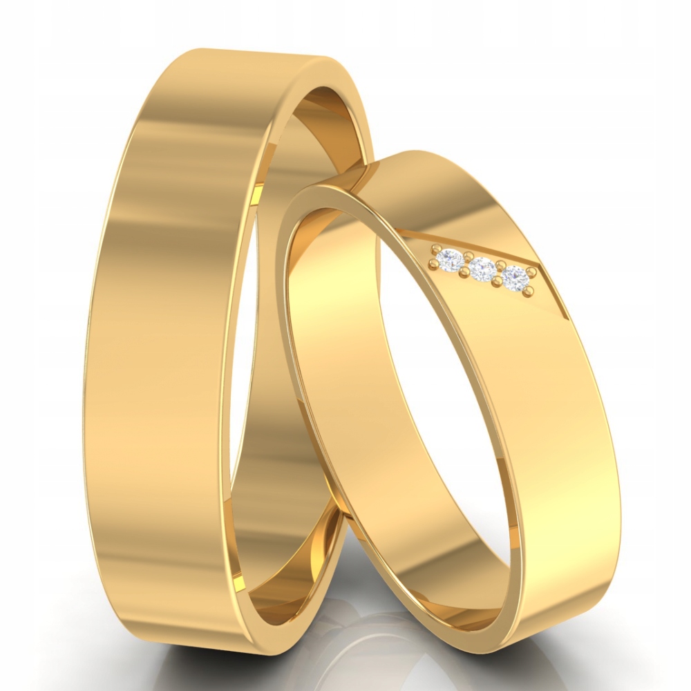 KLASYCZNE GŁADKI OBRĄCZKI ŚLUBNE POLEROWANE ZŁOTO