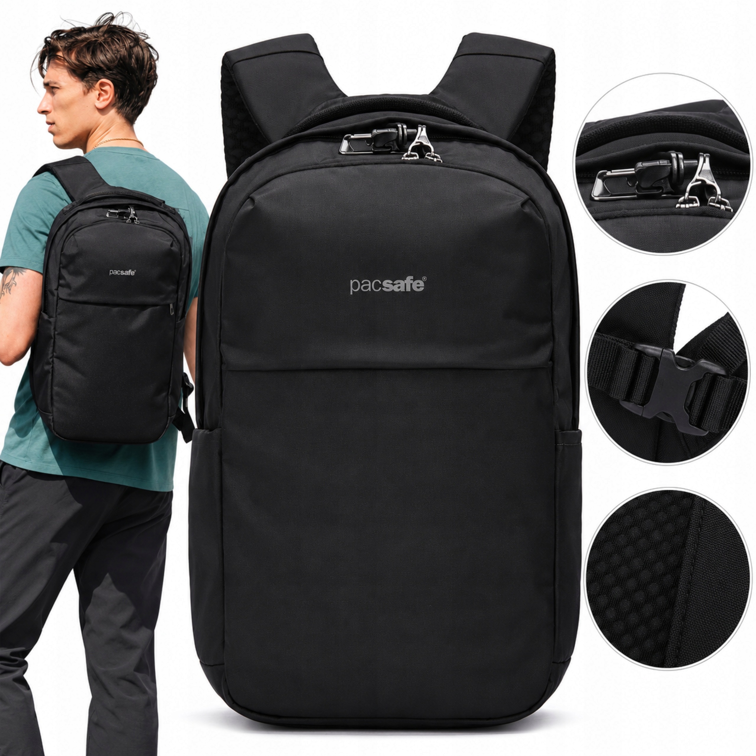 Batoh Proti Krádeži Pacsafe Vibe 20L Rfid Černý Městský Notebook 13"