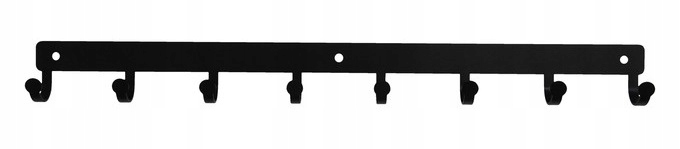 Wieszak prosty listwa 50 cm czarny polski 8 haków