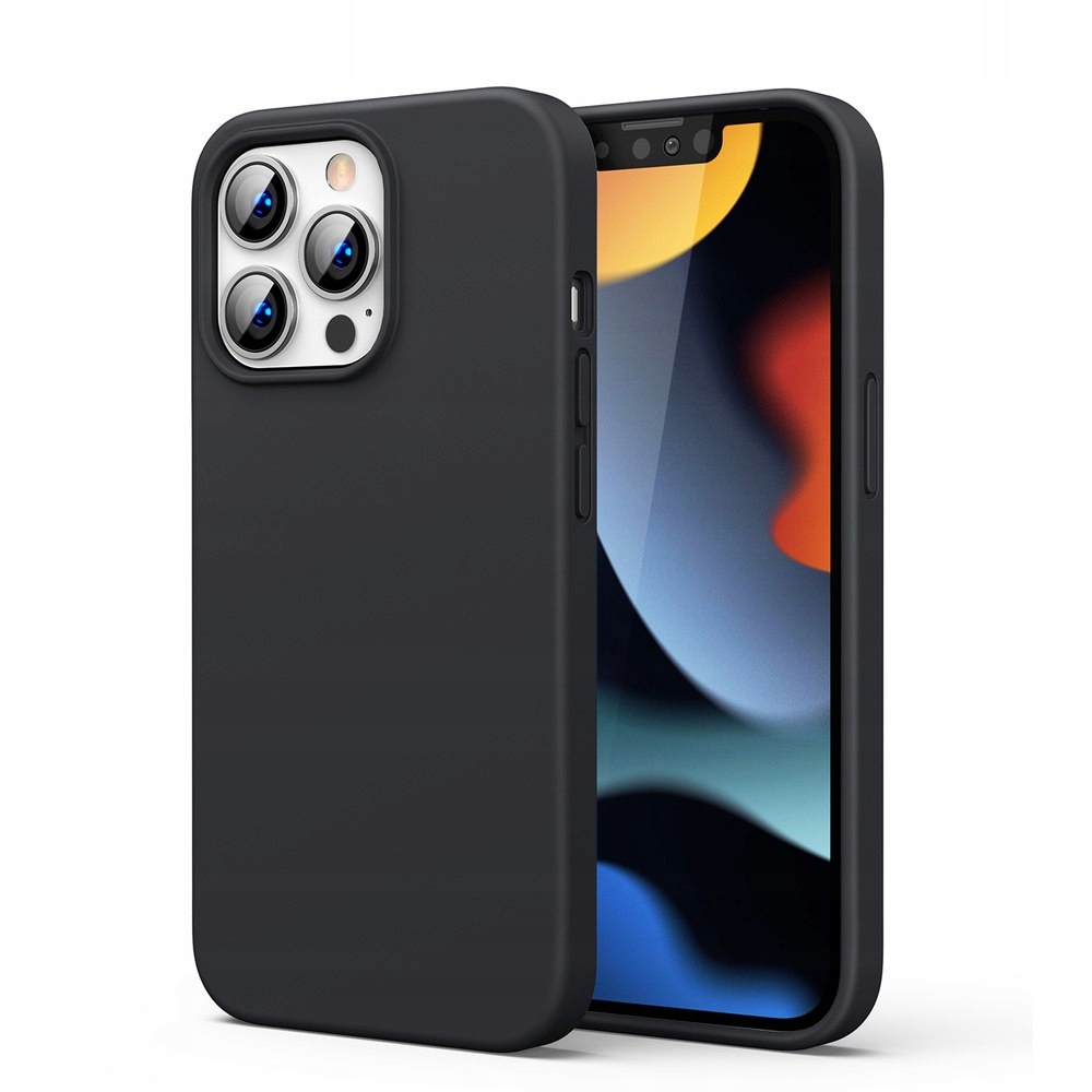 Gumowe elastyczne silikonowe etui pokrowiec iPhone 13 Pro czarny