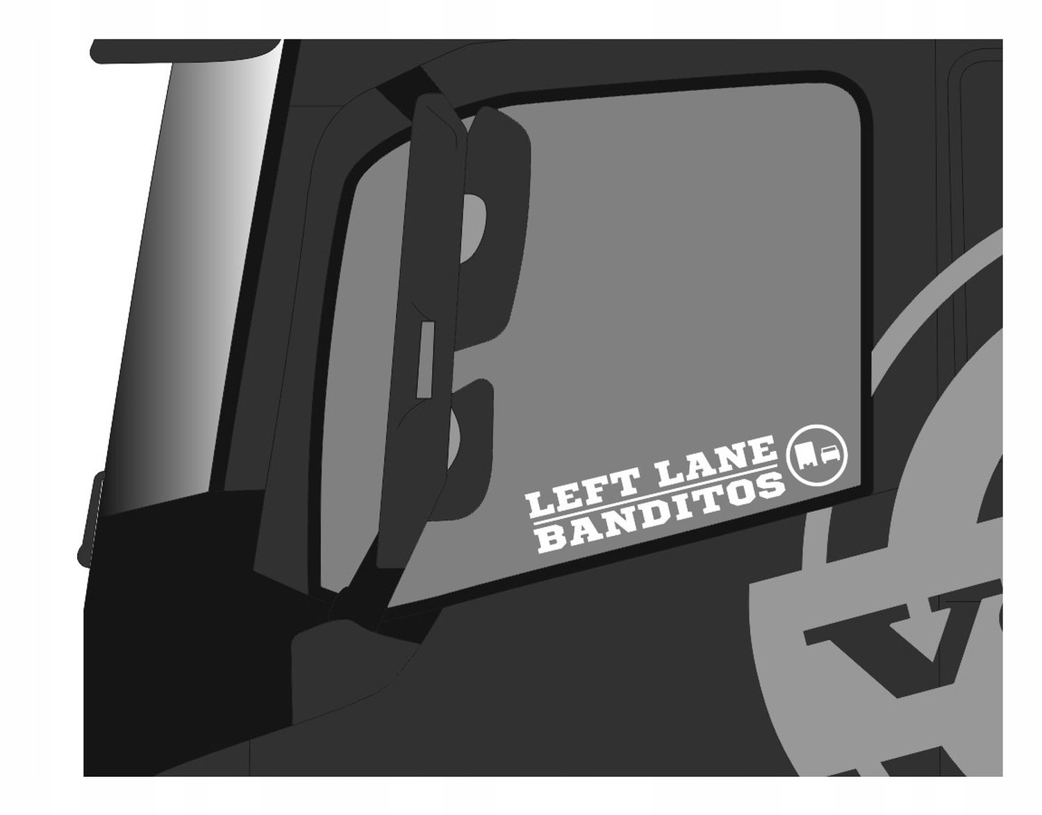Naklejki Left Lane Banditos na boczne szyby ciężarówki