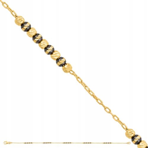 Jemný zlatý náhrdelník 585 s řetízkem, zdobený diamantovými kuličkami