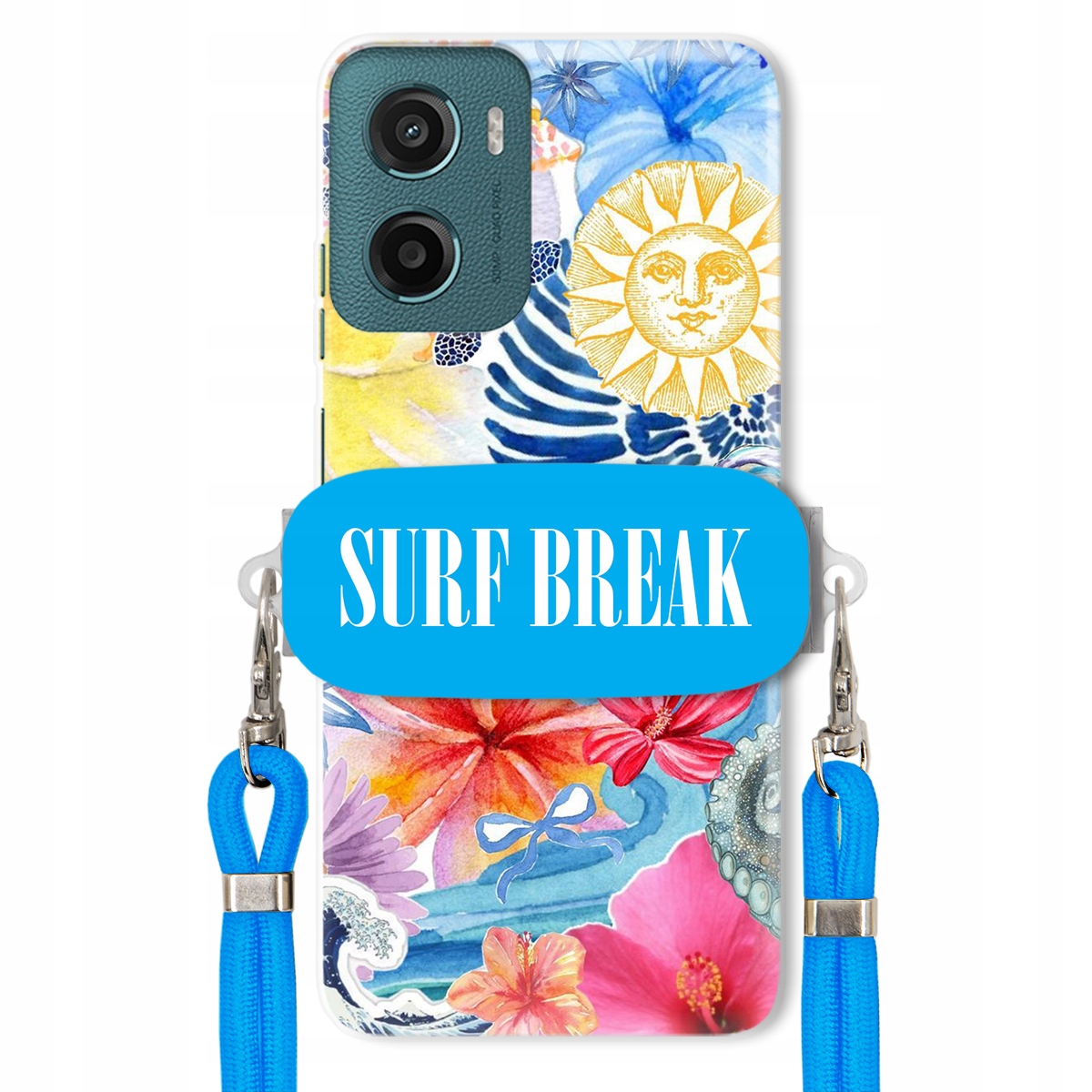 Pouzdro pro Motorola G05 Modré Crossbody vodítko Držák Surf Break Lata