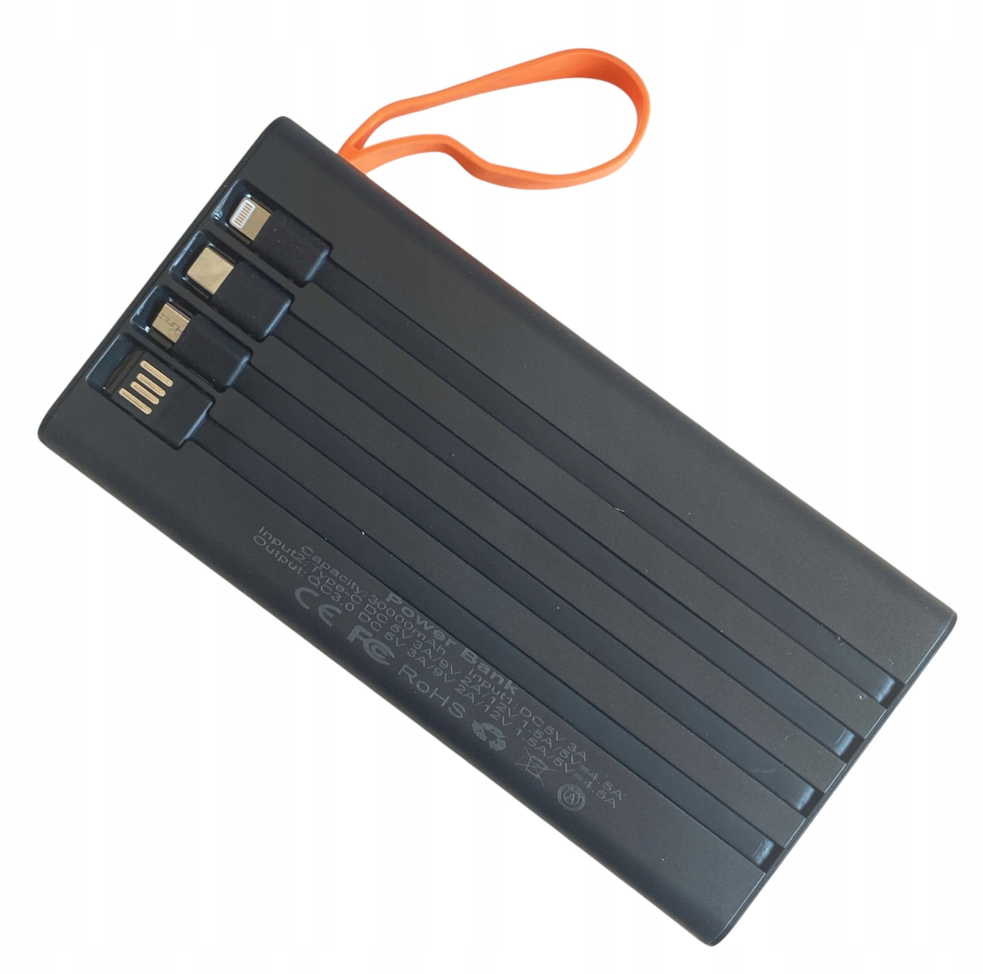 Powerbanka 30000 mAh 66W Se 4 Usb Porty, Usb-c Portem A 4 Usb Kabely