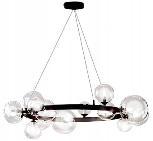 

Lampa Wisząca Żyrandol 15 Kul Szklana Koło Duża
