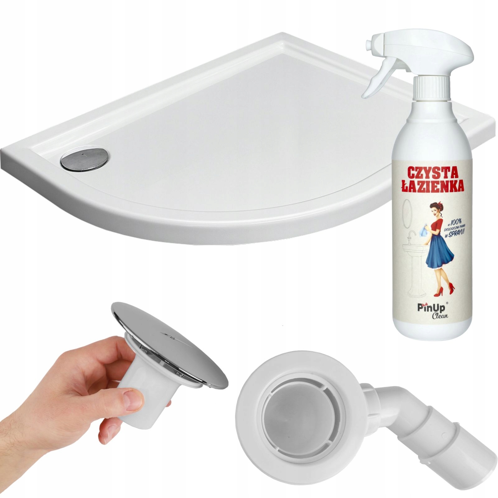 Brodzik 100x80 prysznicowy niski akrylowy asymetryczny syfon Economy Prawa