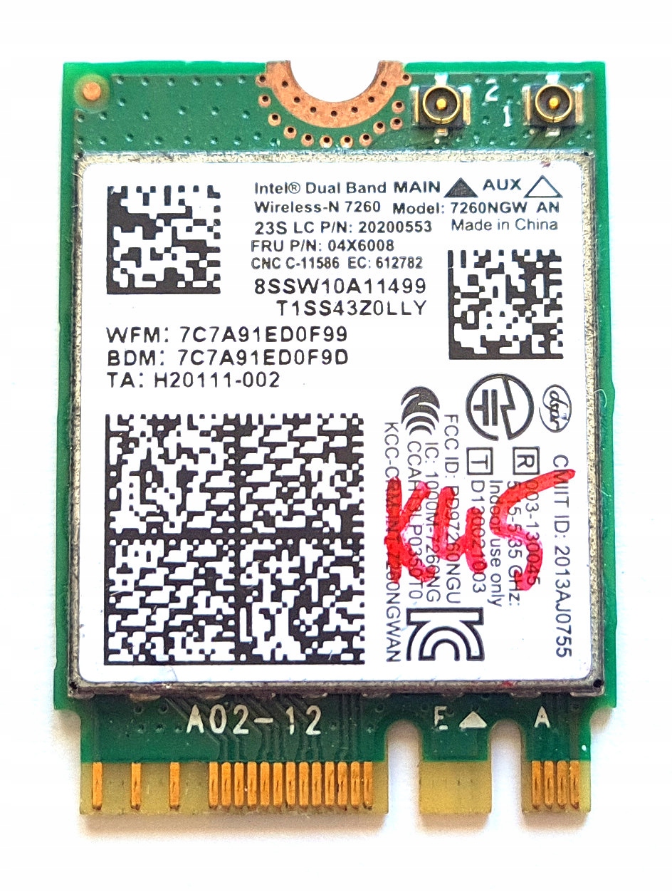 KARTA WIFI INTEL WIRELESS-N 7260 BT 04X6008 LENOVO