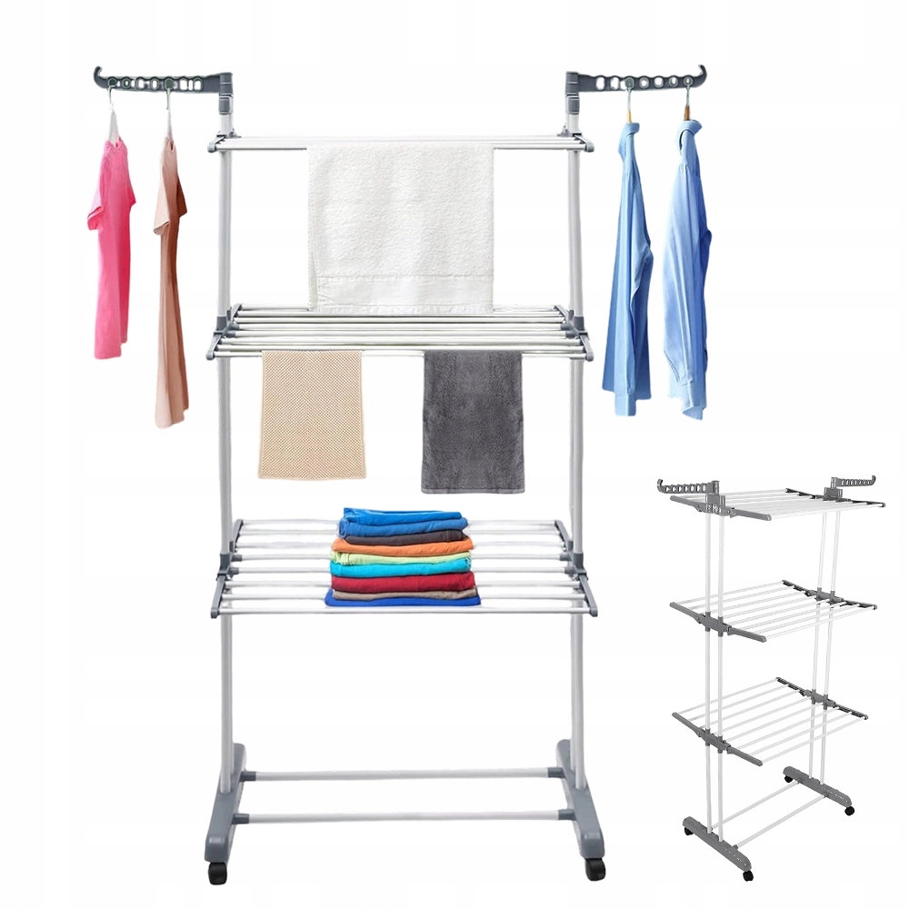 Sušák Na Prádlo 3 Úrovně 26 Tyčí S 2 Věšáky Mobilní