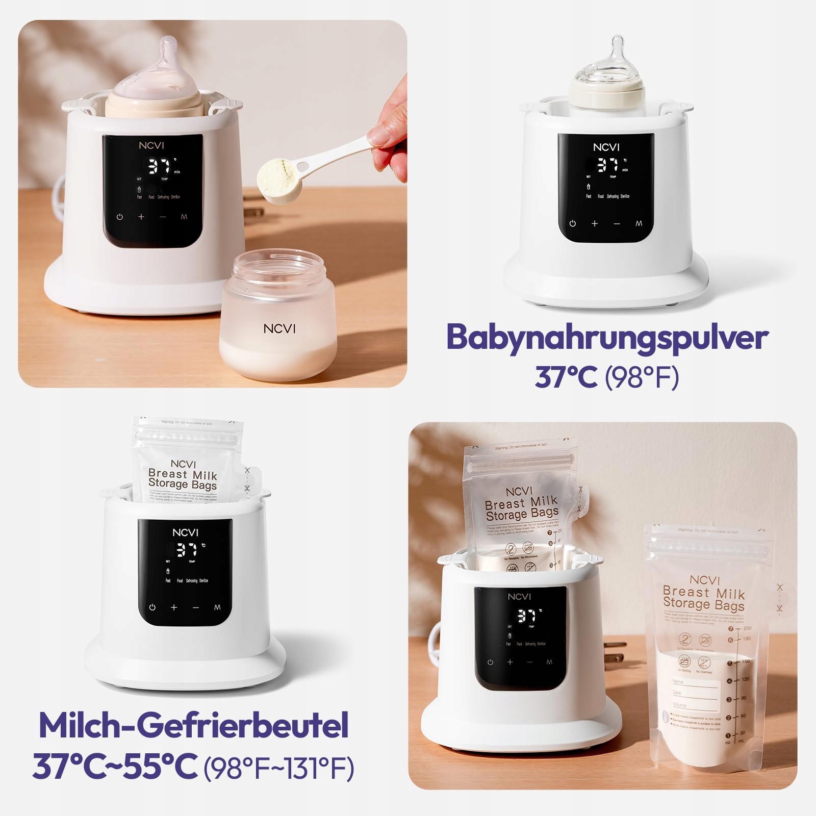NCVI Podgrzewacz Do Butelek Dla Niemowląt LCD Sterylizacja Para Timer — miniatura 4