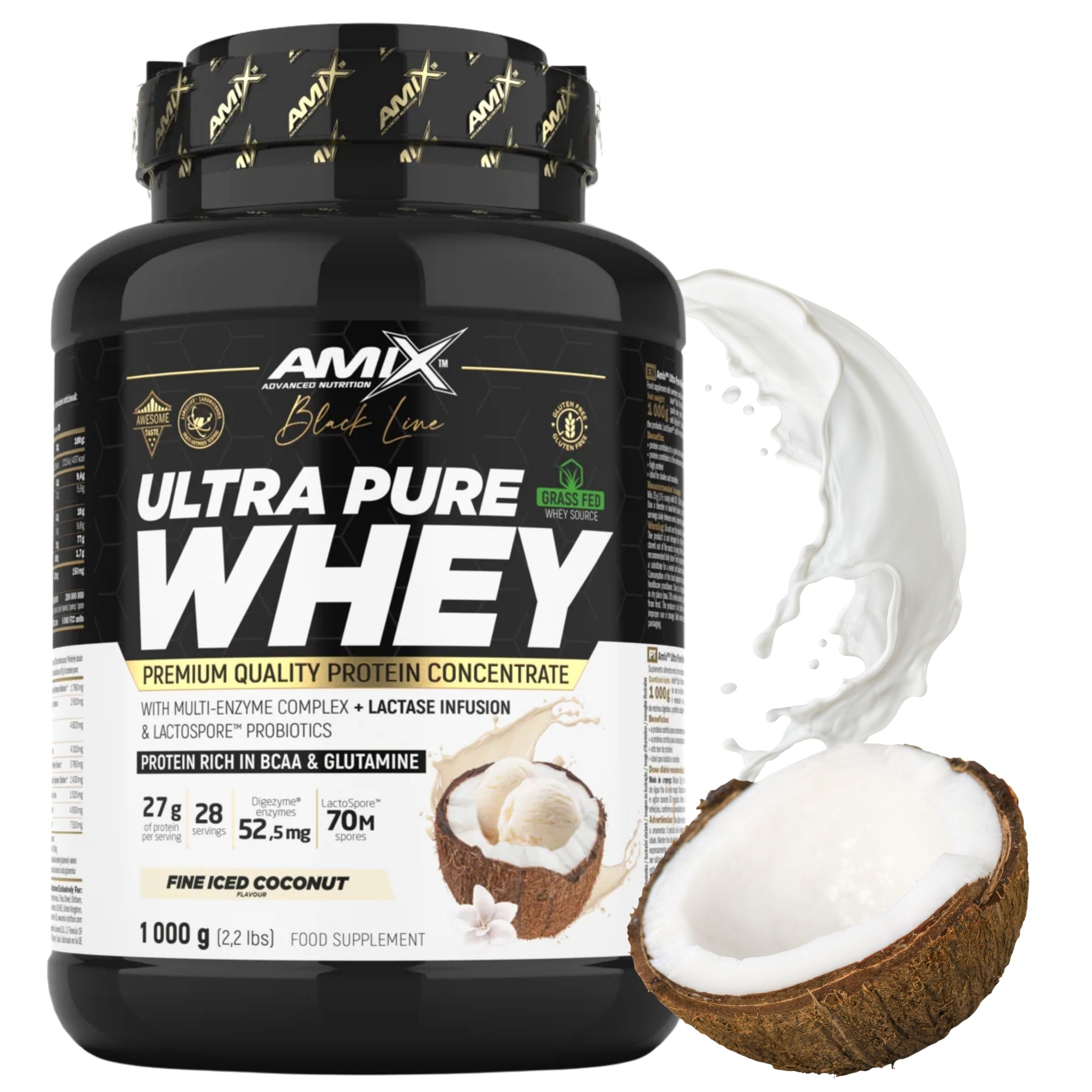 Syrovátkový Koncentrát Pure Whey Digezyme Kokosový protein 1000 g