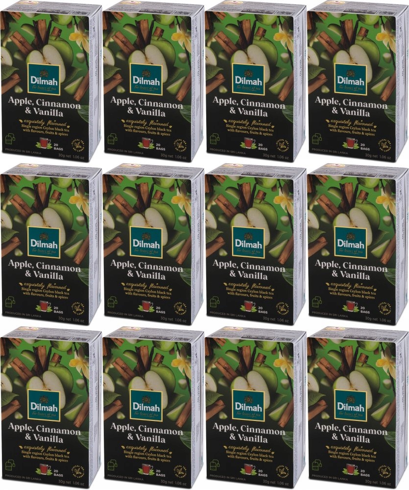Herbata czarna w torebkach Dilmah jabłko/cynamon/wanilia 20szt x12