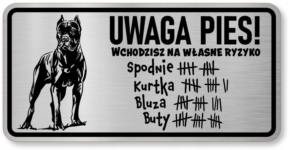 

Tabliczka uwaga pies śmieszna Cane Corso