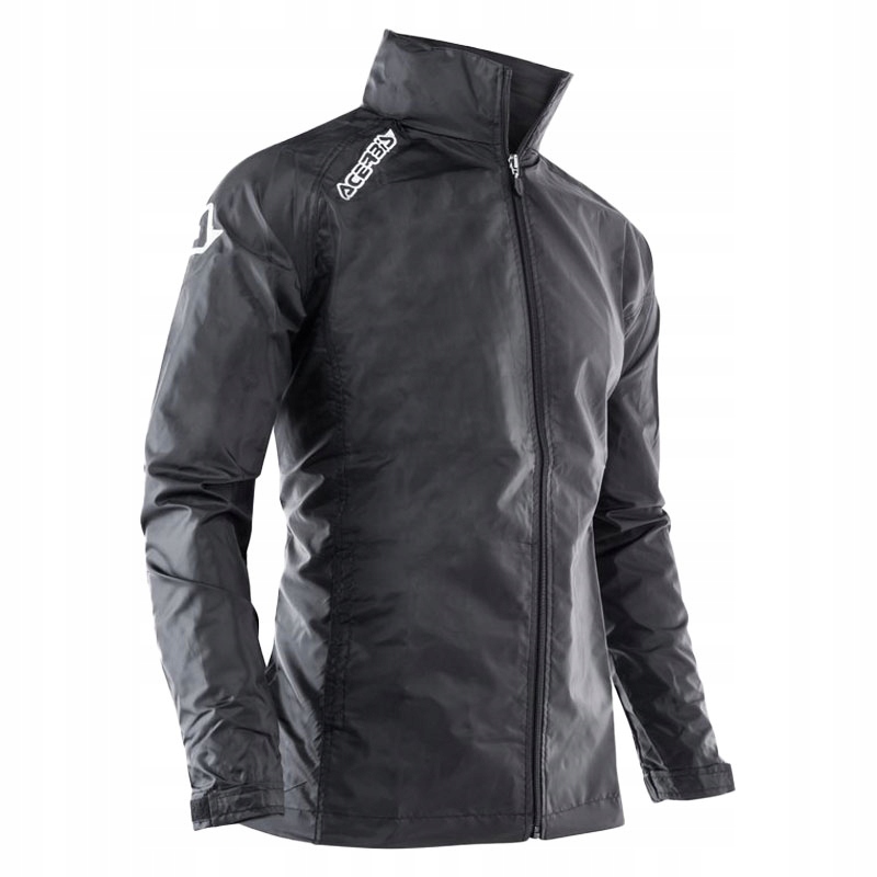 KURTKA PRZECIWDESZCZOWA CZARNA RAINCOAT Z KAPTUREM CHOWANYM W KOŁNIERZ XL