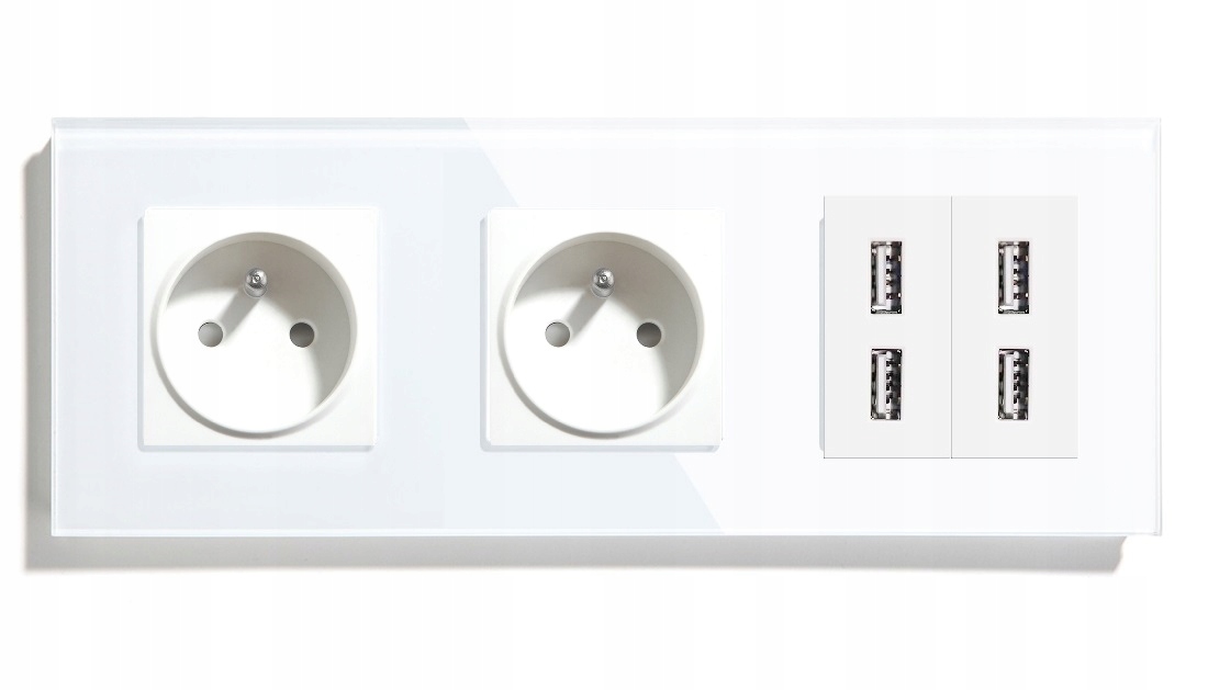 Elektrická Zásuvka Skleněná Trojitá 4 Porty Usb Konektor Usb Zásuvka