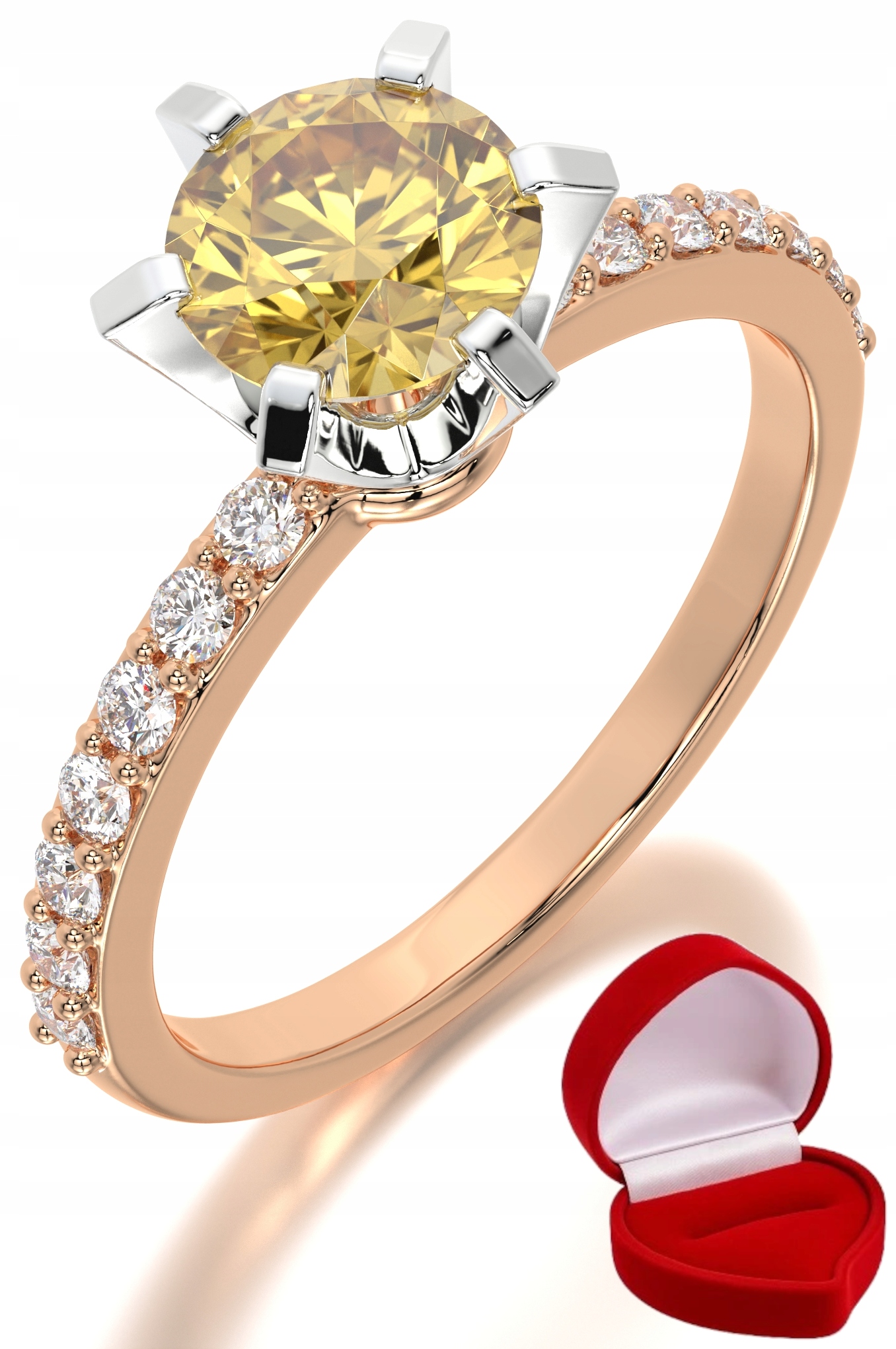 Zlatý Prstýnek 585 14k Safír 1 ct Růžové Zlato R22