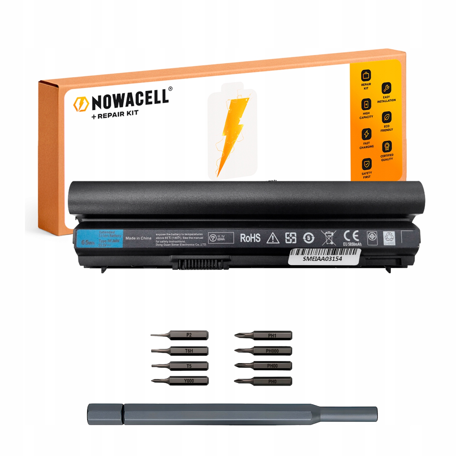 Bateria Rfjmw do Dell Latitude E6220 E6230 E6320 E6330 E6120 11,1V 65Wh