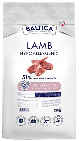 Baltica Nutraceutic Hypoallergenic Lamb and Rice dla psów ras średnich 12kg