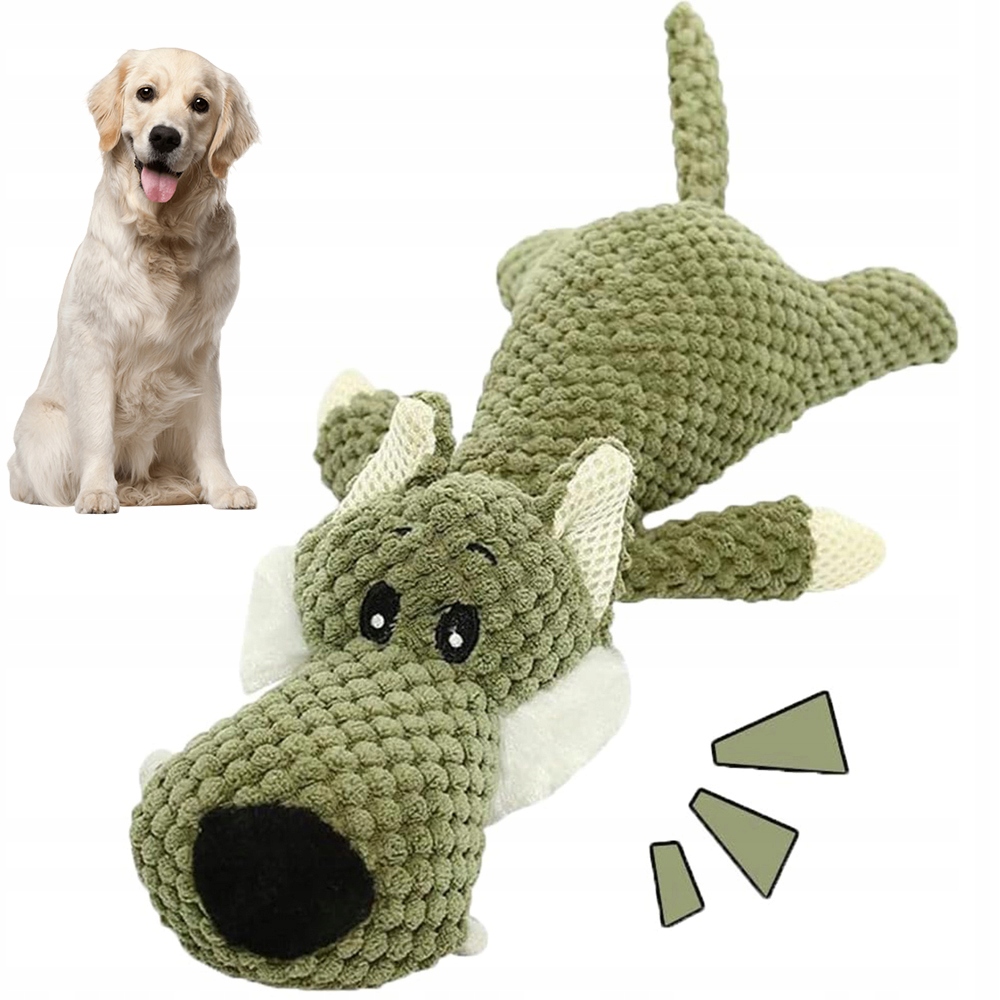 Levně Hračka Pro Psy Pevný Plyšový Vlk Antistresové Kousátko Interaktivní 36 CM