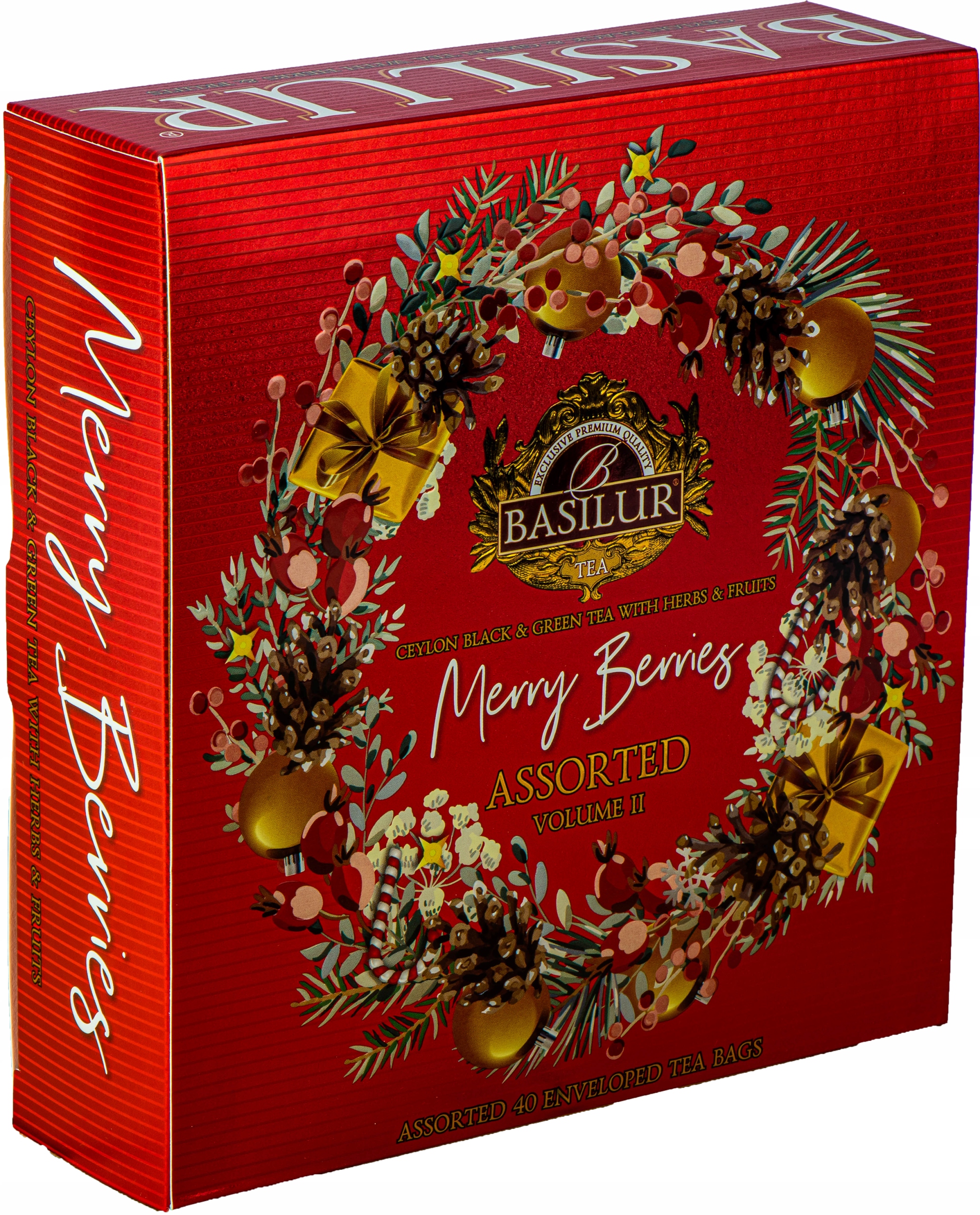 Levně Sada čajů 4 Vánoční Příchutě sáčky Dárek červený Basilur 40 ks