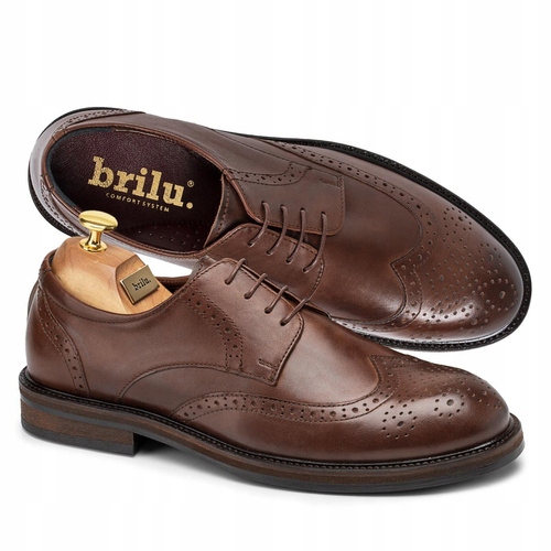 Brilu Polskie Wizytowe Brogsy Ze Skóry Naturalnej Noah Brązowe 43