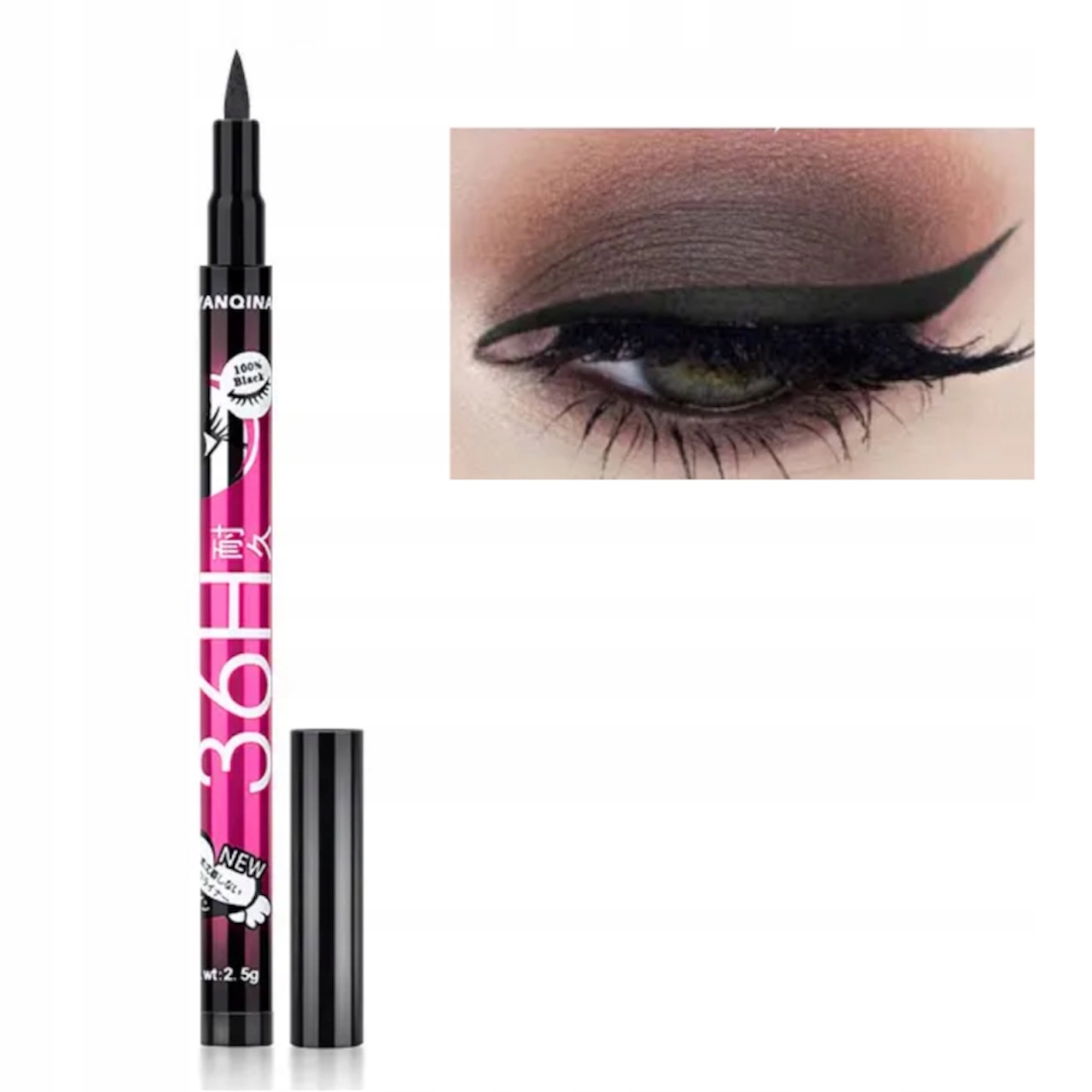 WODOODPORNY EYELINER DO POWIEK CZARNY DŁUGOTRWAŁY EFEKT YANQINA