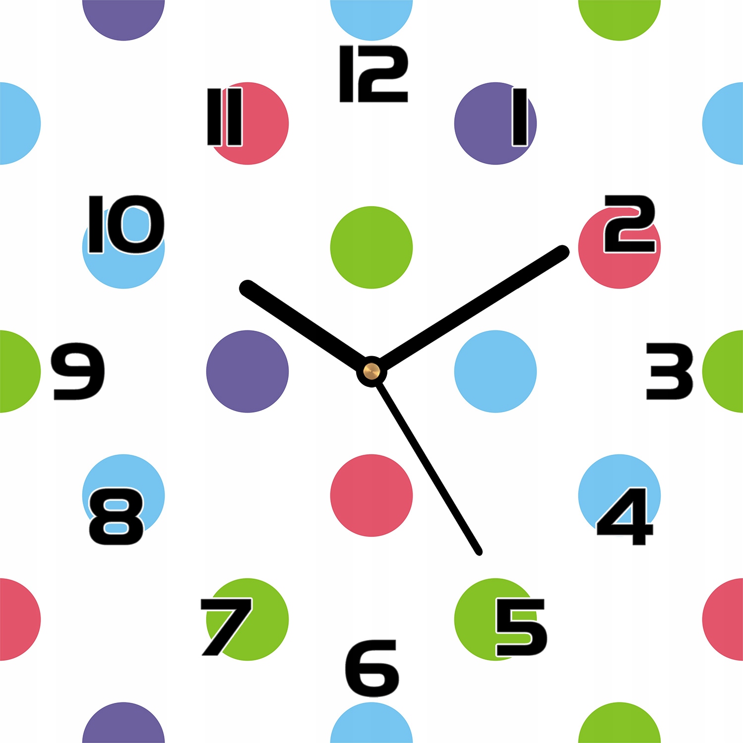 

Ładny zegar na szkle Duże kolorowe kropki 30x30 cm