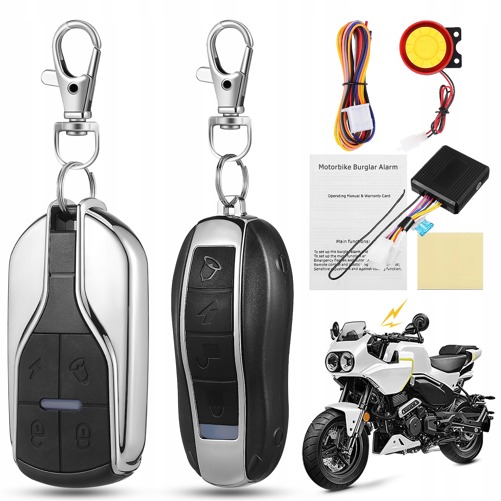 Uniwersalny alarm motocyklowy z pilotami Alarm Motocykl Skuter