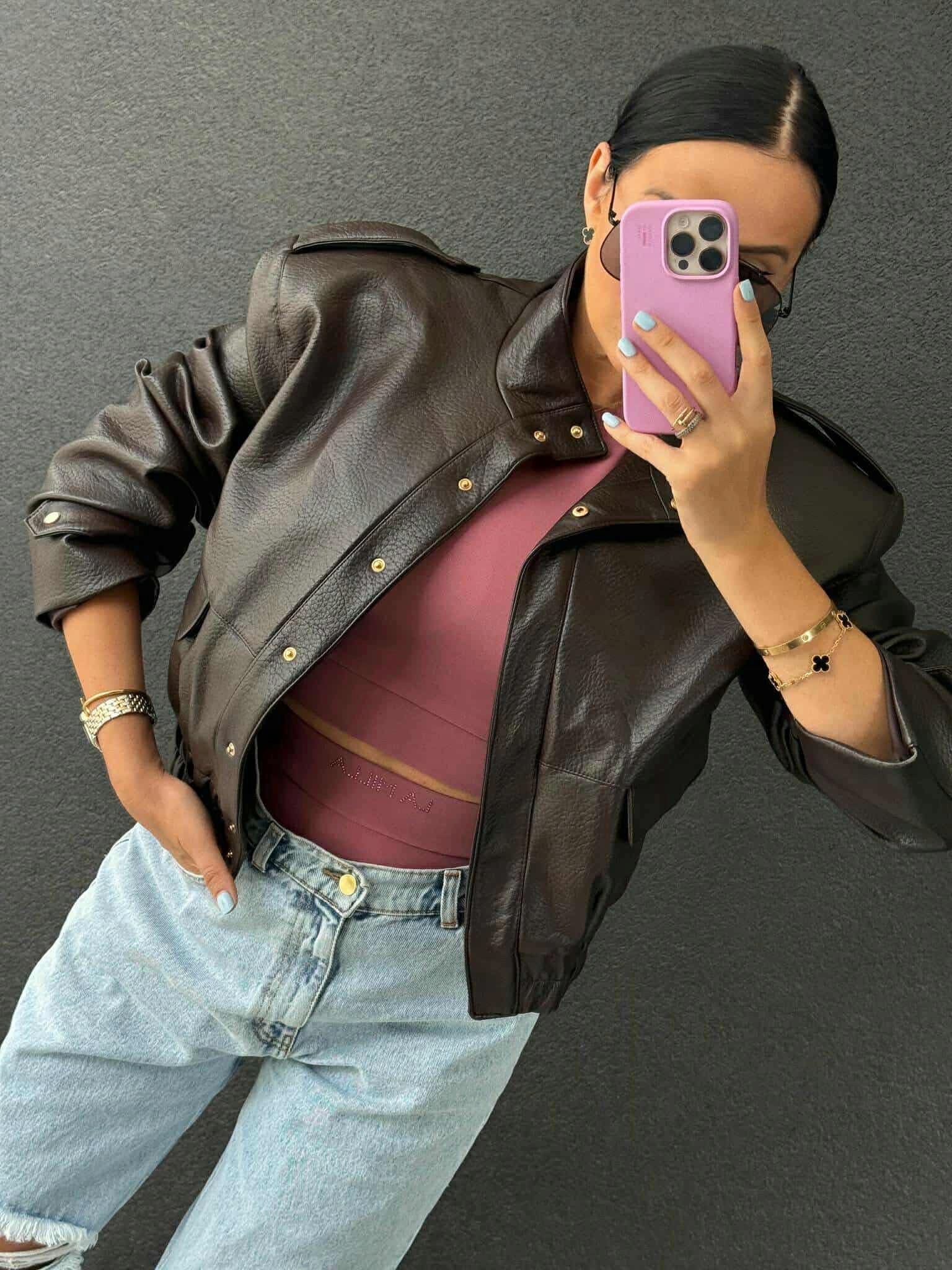 Bunda La Milla hnědá eko kůže vel univerzální