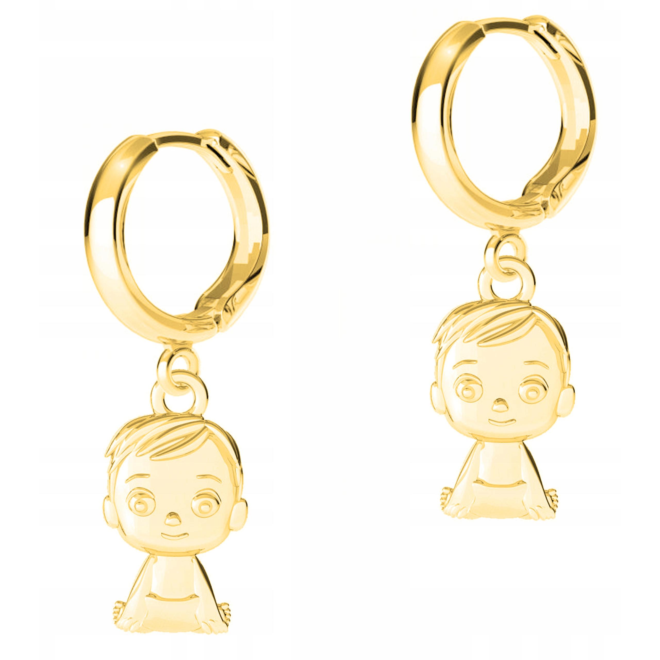 Zlaté Náušnice Plechy s chlapci Rodina Chlapců Rodina Stříbro 925