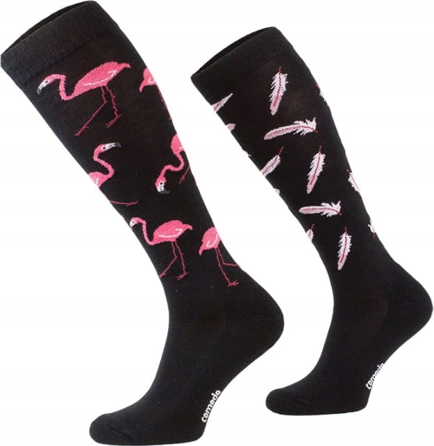 Skarpetki jeździeckie Mondo-calza Flamingo czarne we flamingi S 35-38