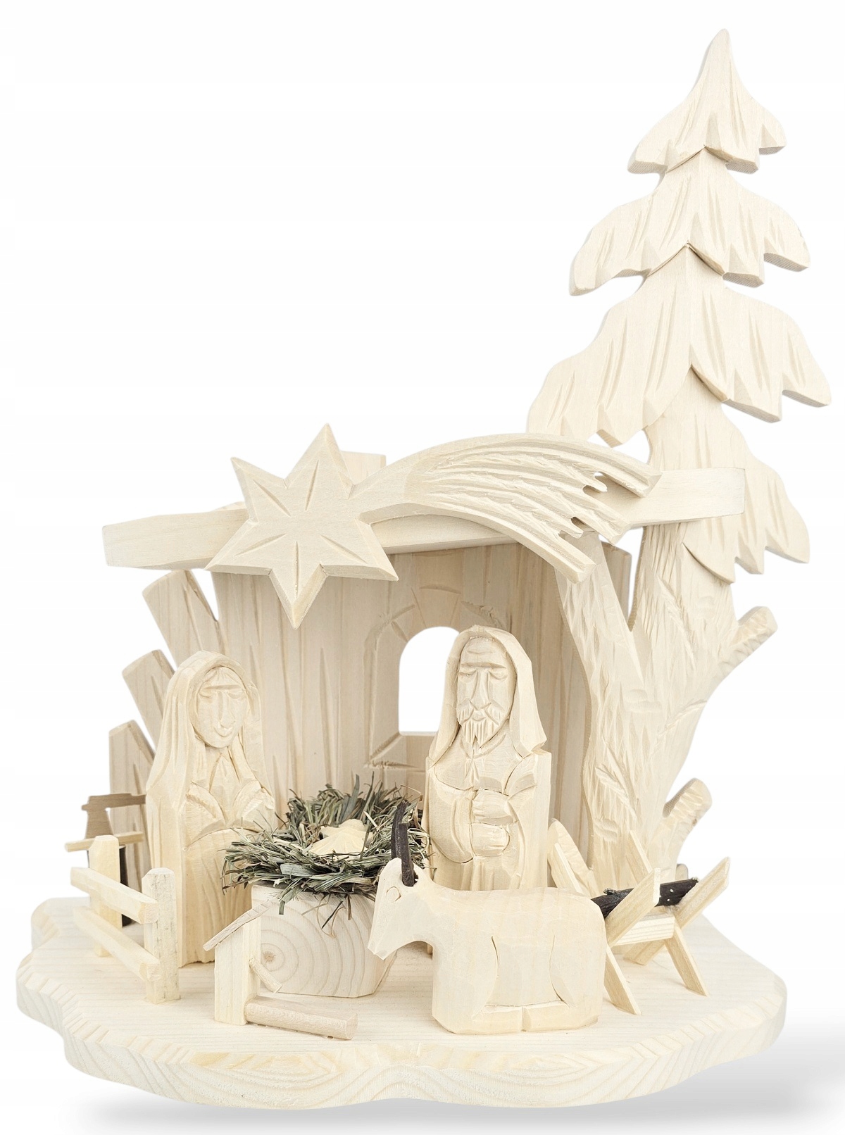 Ručne vyrezávaný betlehem na Vianoce Drevený vianočný *30x26 cm.