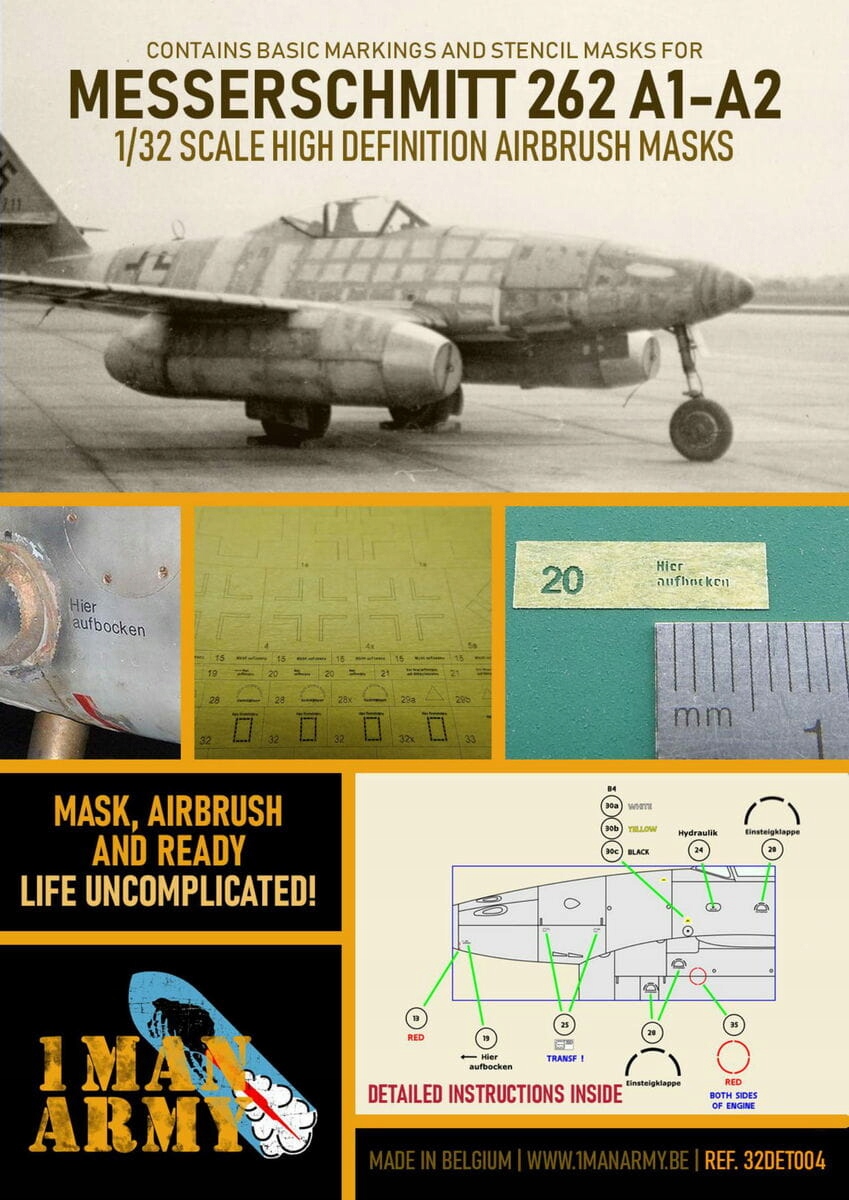 Masky Messerschmitt 262 A1-A2 1:32 1 Man Army 32DET004