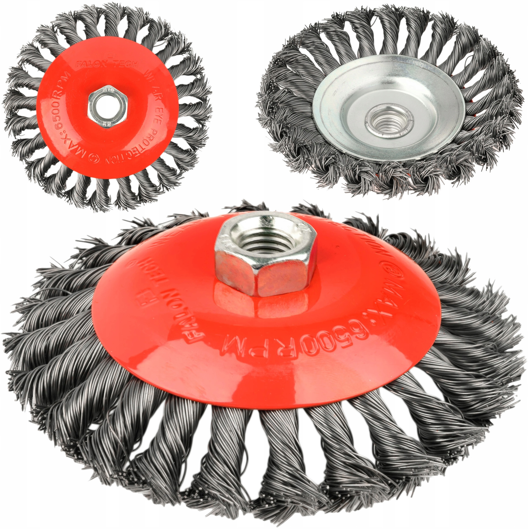 SZCZOTKA DRUCIANA 125 mm M14 DRUT SKRĘCANY BOCZNA PLECIONA TARCZOWA STALOWA