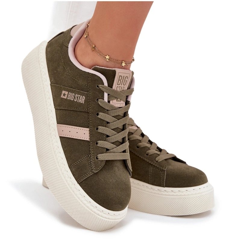 Sneakersy Damskie Big Star Na Platformie SS274349 Zielone 39