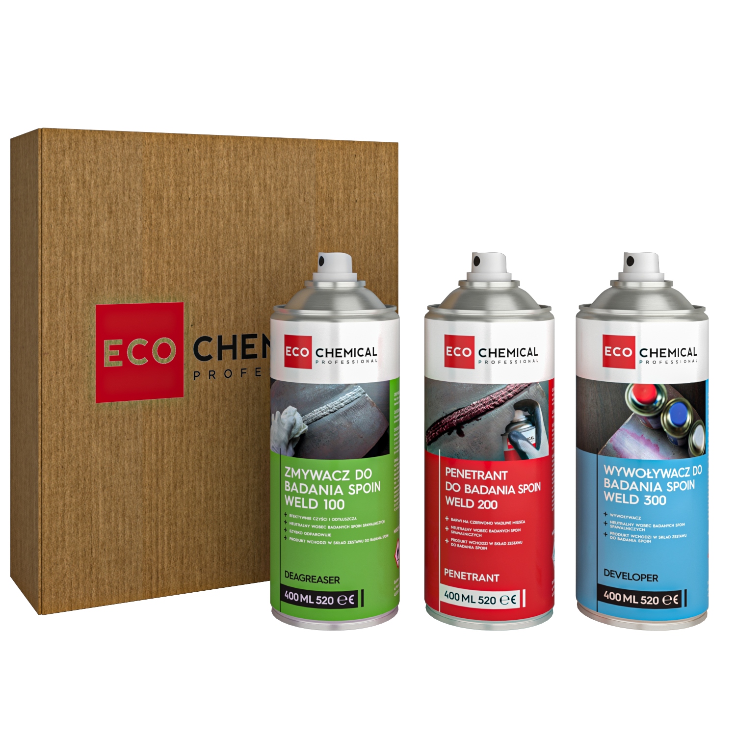 

Zestaw Do Badania Spoin Weld Ecochemical 3x400ml
